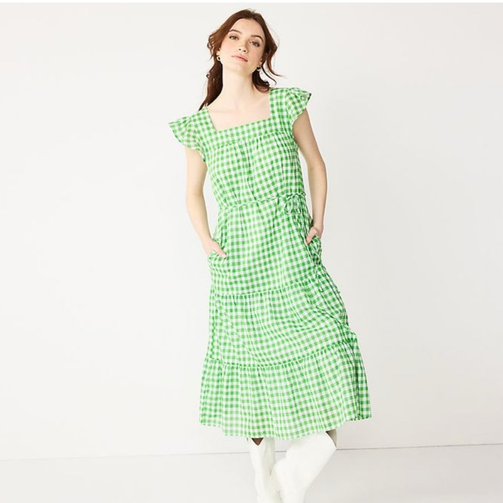 Draper James Green Checkered Dress